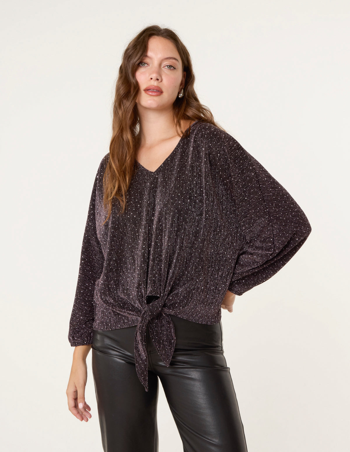 Aw2527 Bronze | Tie Front Top │ Blue Vanilla