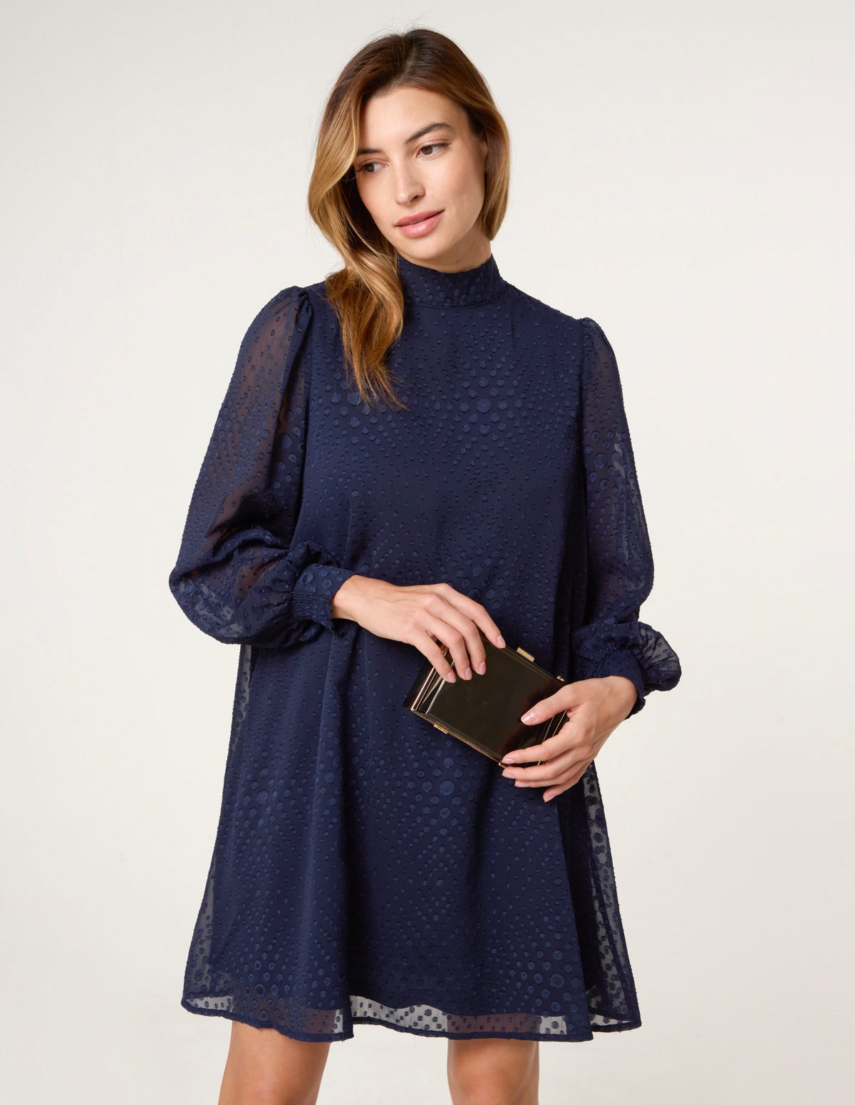 Navy | High Neck Shift Dress | Blue Vanilla Navy | High Neck Shift Dress | Blue Vanilla