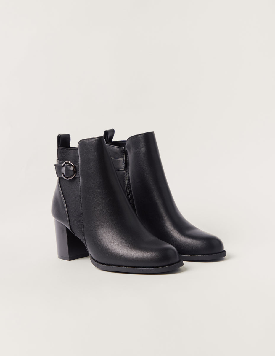 Black | Elastic Side Detail Block Heeled Boots | Blue Vanilla
