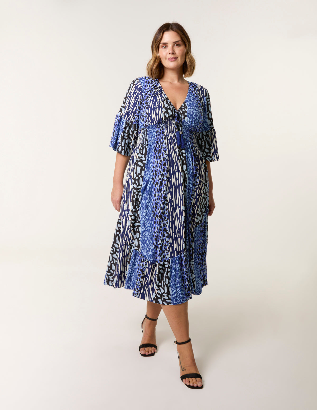 womens floral print wrap dress navy blue yellow white - Germany womens floral print wrap dress navy blue yellow white - Germany
