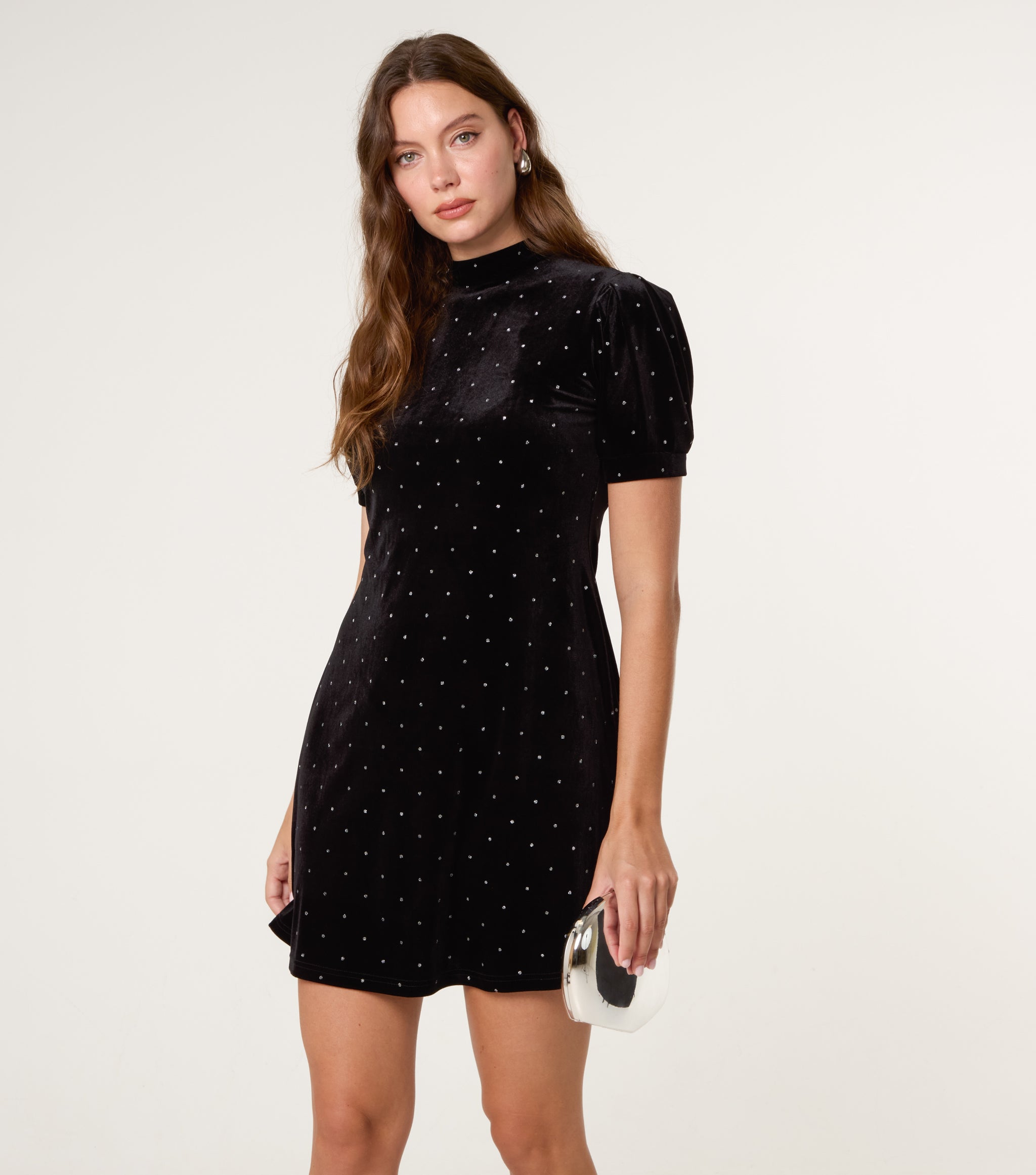 Black | Polka Dot Puff Sleeve Dress