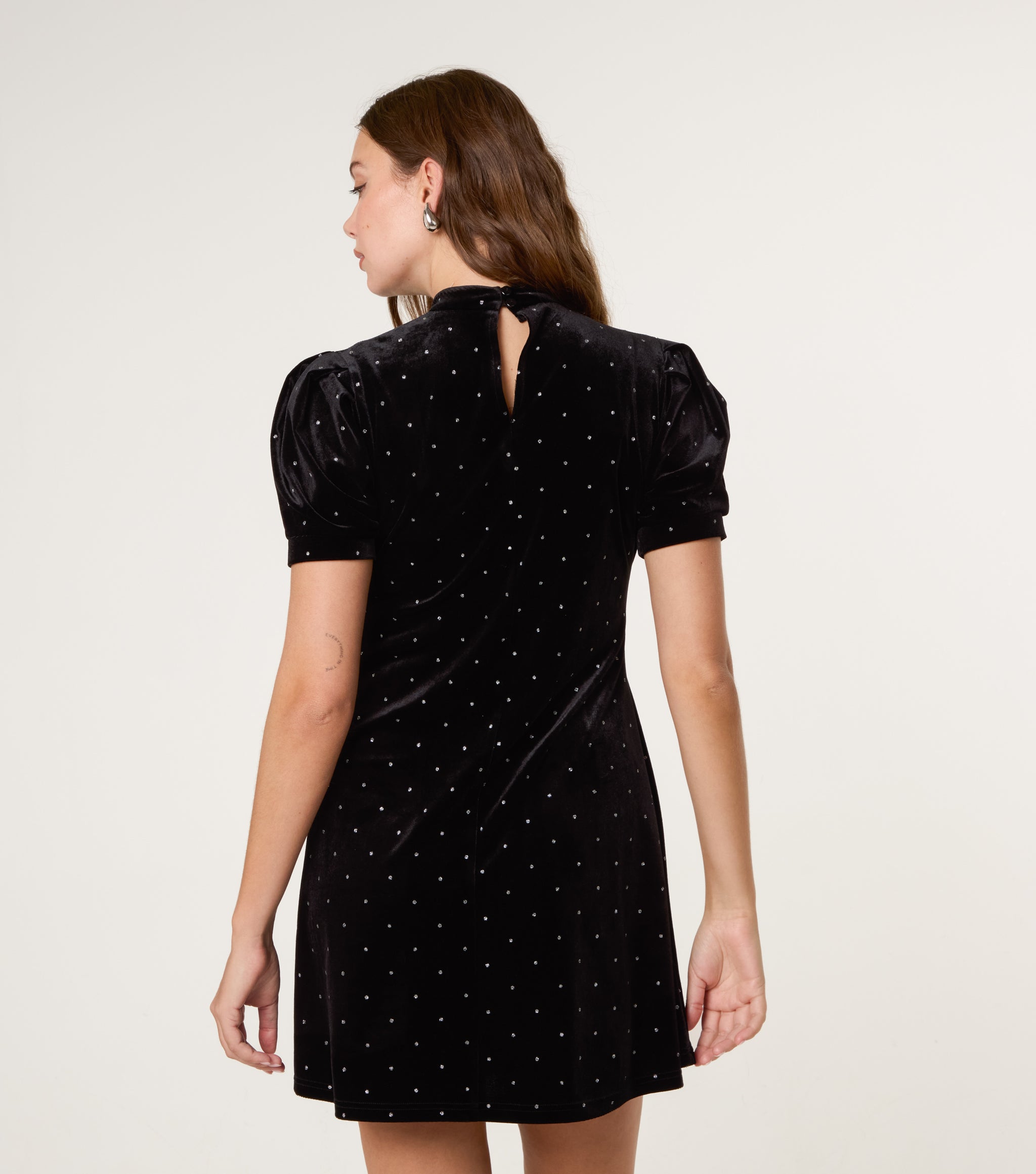 Black | Polka Dot Puff Sleeve Dress