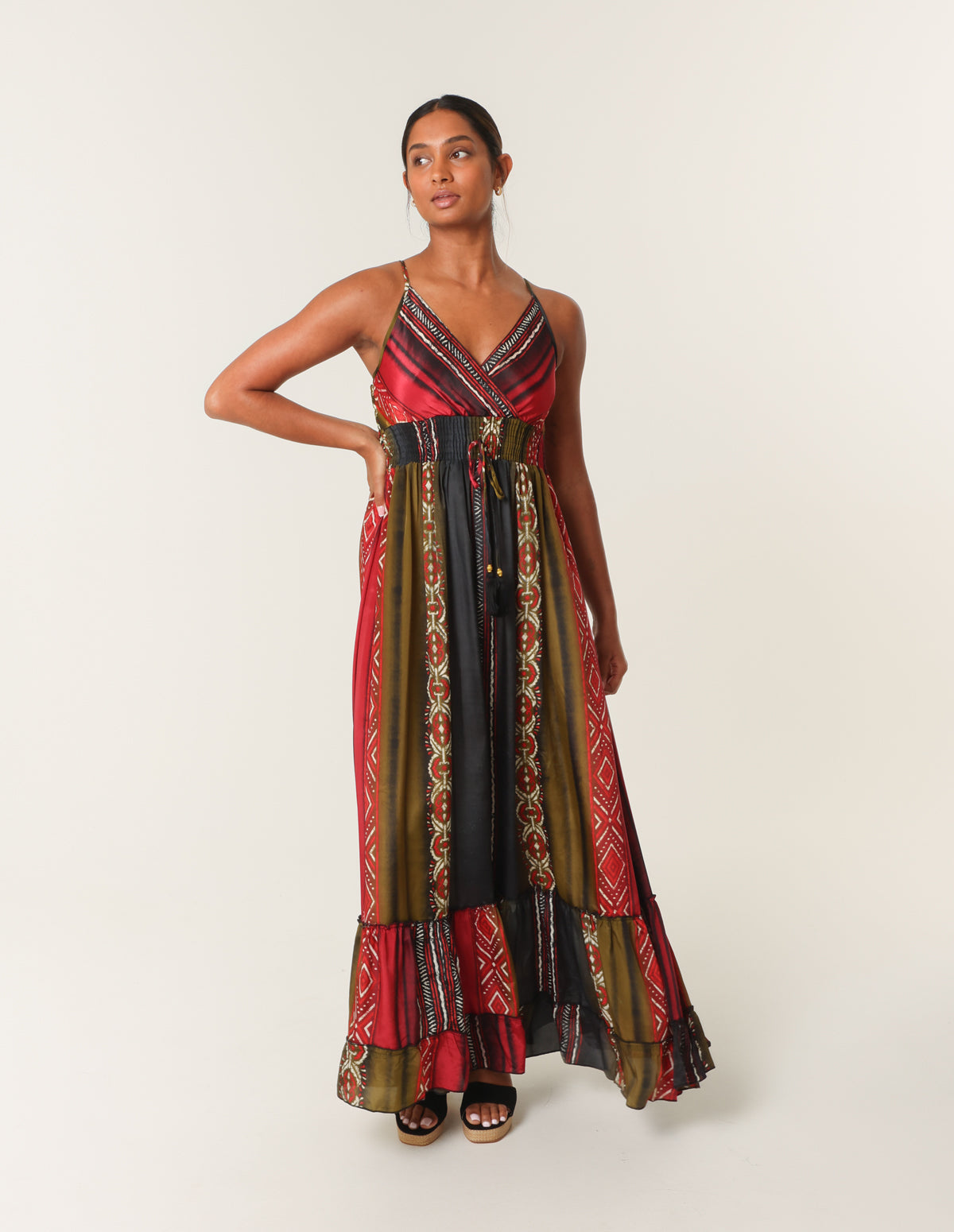 Multi | Strappy V Neck Maxi Dress Multi | Strappy V Neck Maxi Dress
