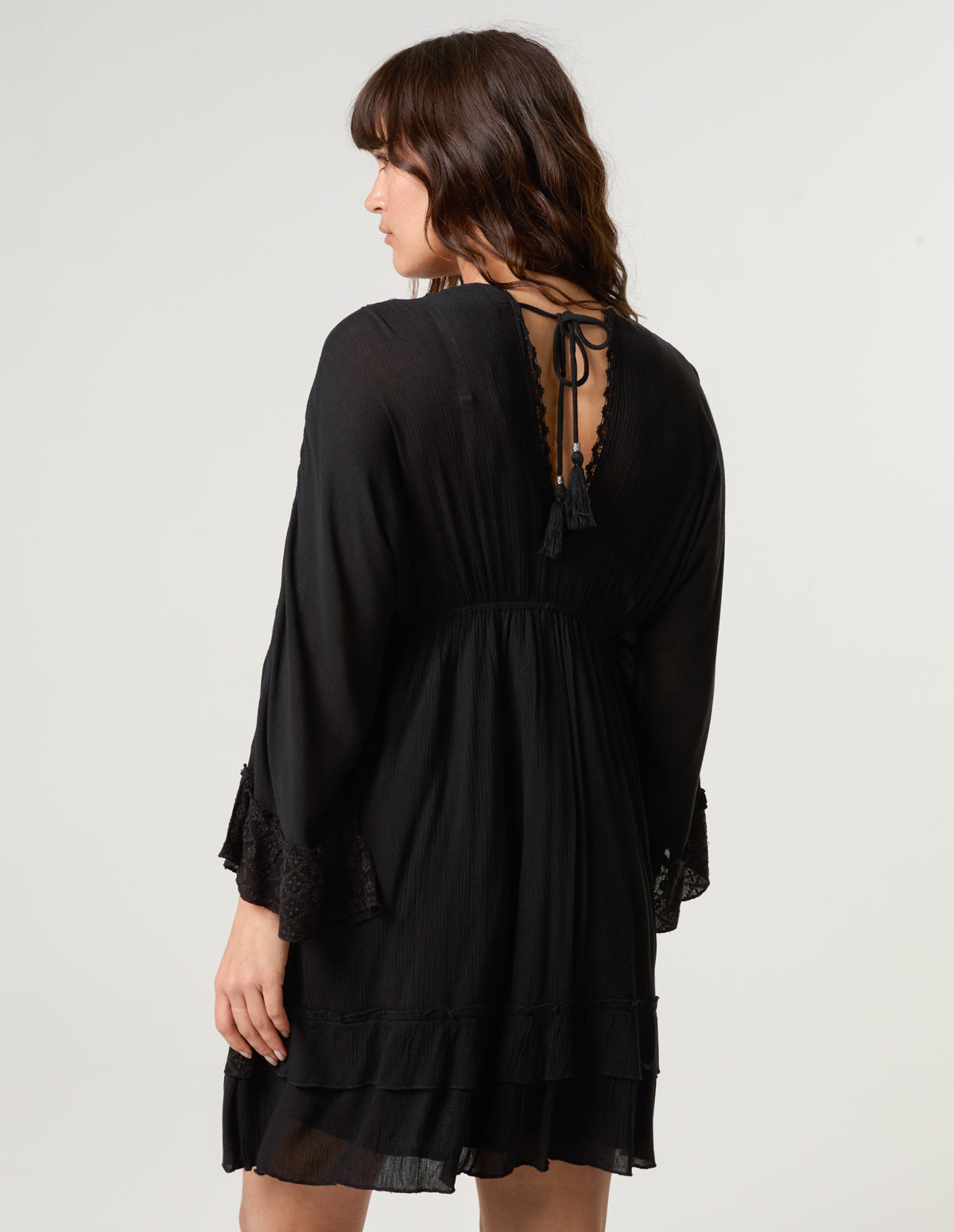 black kimono sleeve mini dress Black Cotton Poplin Kimono Sleeve Mini Dress
