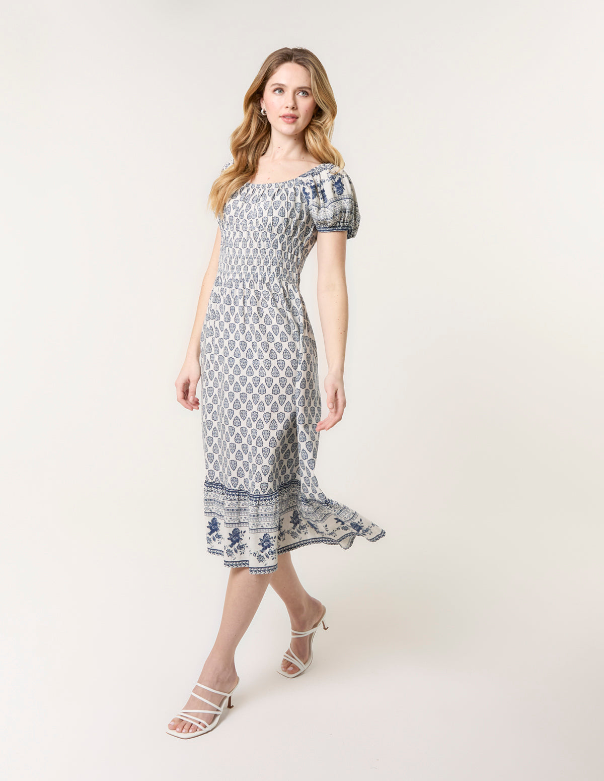 sachin and babi light blue dress Babysbule Womens Dresses Women's Summer Casual Dress Floral Print High  Waist Puff Sleeves Retro Tunic Beach Mini Dress
