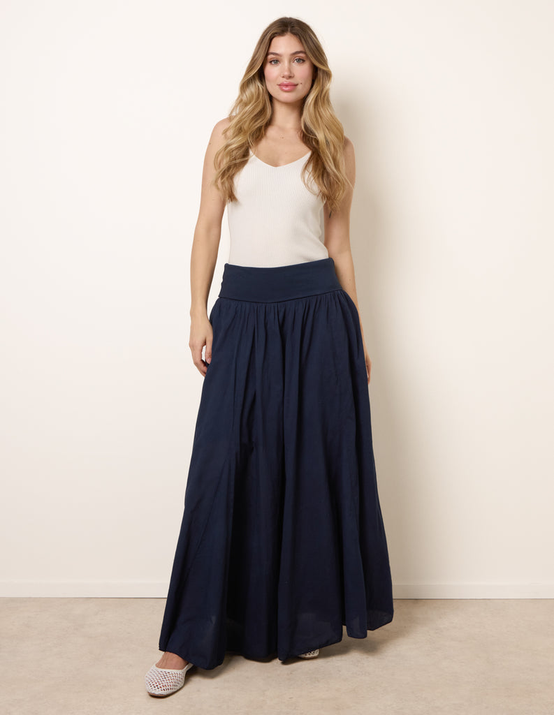 Navy | Tiered Bright Maxi Skirt | Blue Vanilla