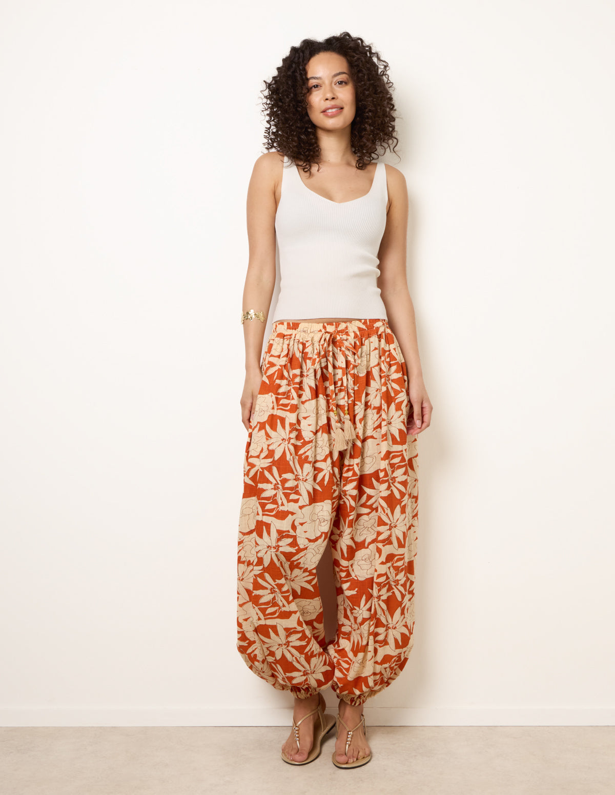Orange | Floral Balloon Pants | Blue Vanilla