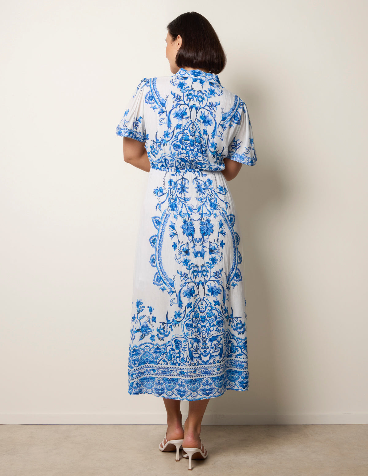Blue | Floral Blue Print Drawstring Dress