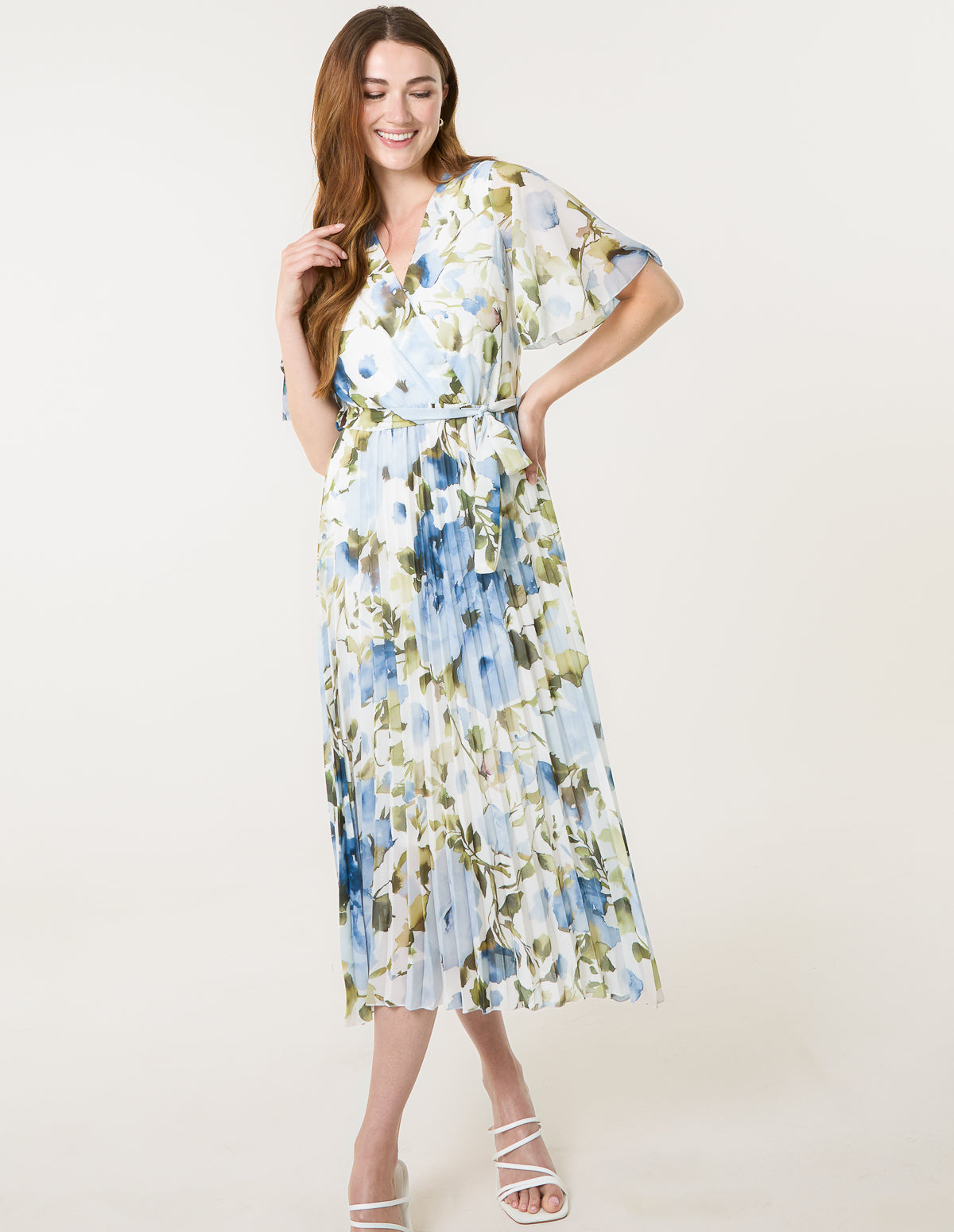 Denim | Short Sleeve Wrap Pleat Dress