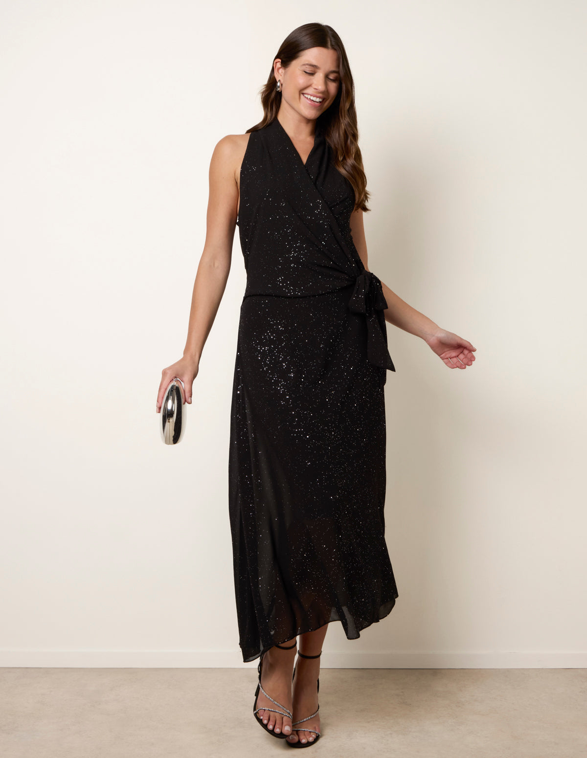 Black | Wrap Knit Halter Shape Dress | Blue Vanilla Black | Wrap Knit Halter Shape Dress | Blue Vanilla