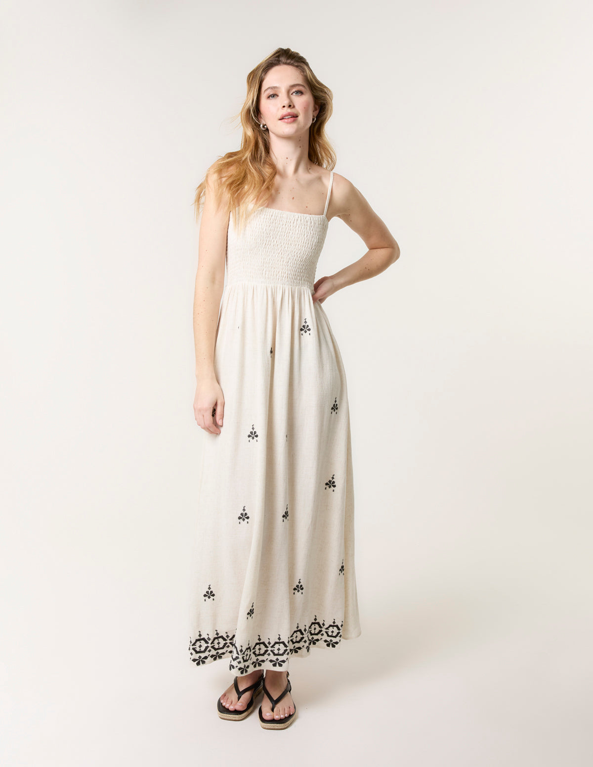 Shirred Bandeau Linen Maxi Dress Shirred Bandeau Linen Maxi Dress