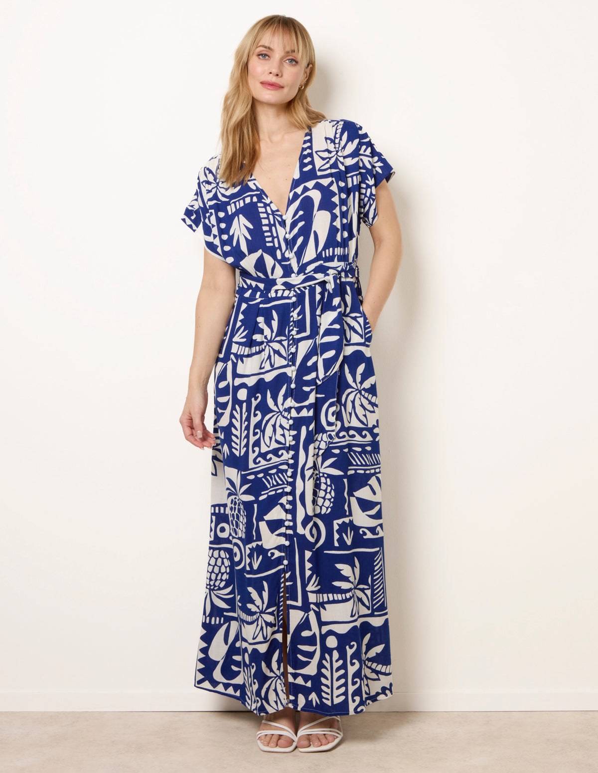 Royal | Tropical Block Print Dress | Blue Vanilla