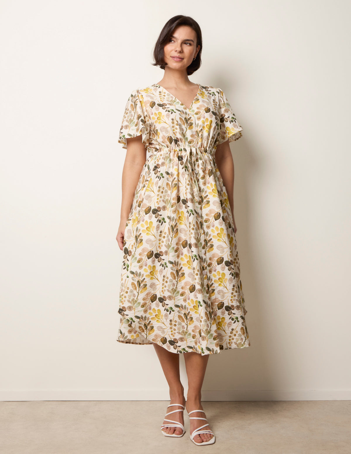 blue vanilla yellow dress Blue Vanilla Light yellow Broderie Anglaise Midi Dress