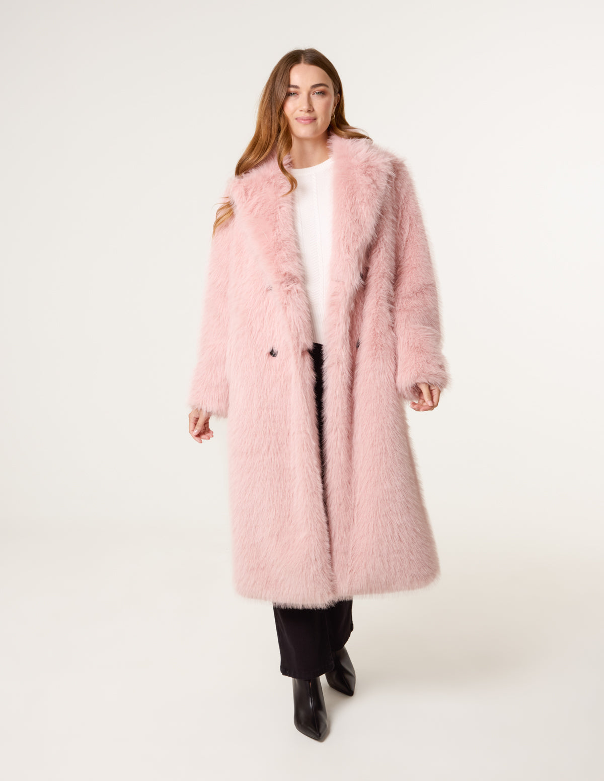 Faux Fur Monki Pink Jacket Pink Long Faux Fur Teddy Coat
