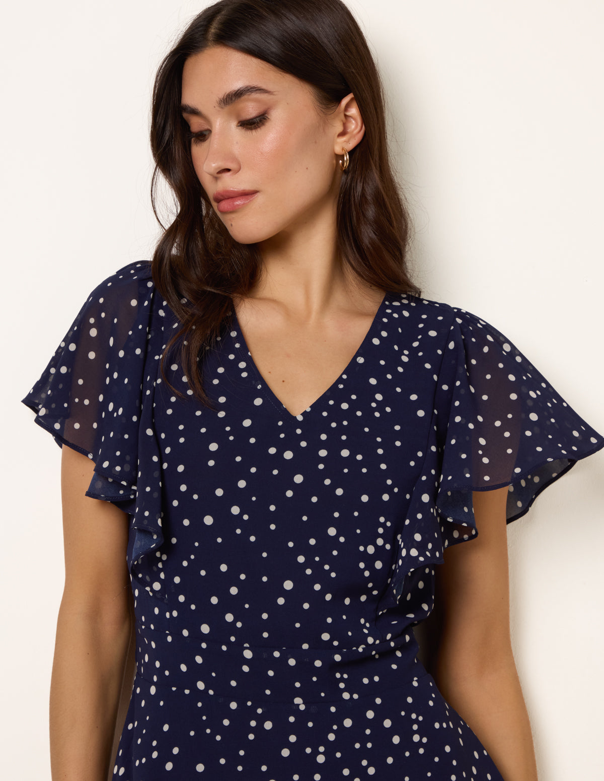 Navy | Polka Dot V Neck Tie Back Mini Dress | Blue Vanilla Navy | Polka Dot V Neck Tie Back Mini Dress | Blue Vanilla