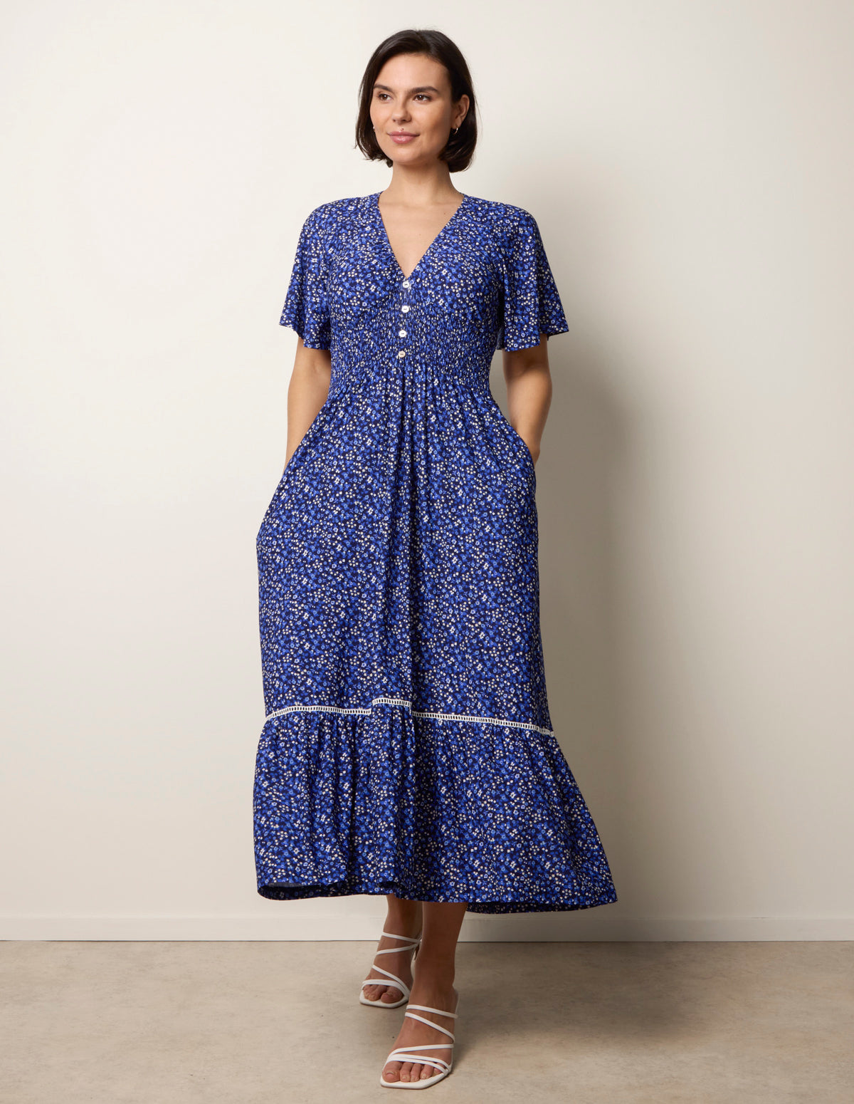 chinese dress ladies Angeleina Maxi Dress Blue Floral main image 1
