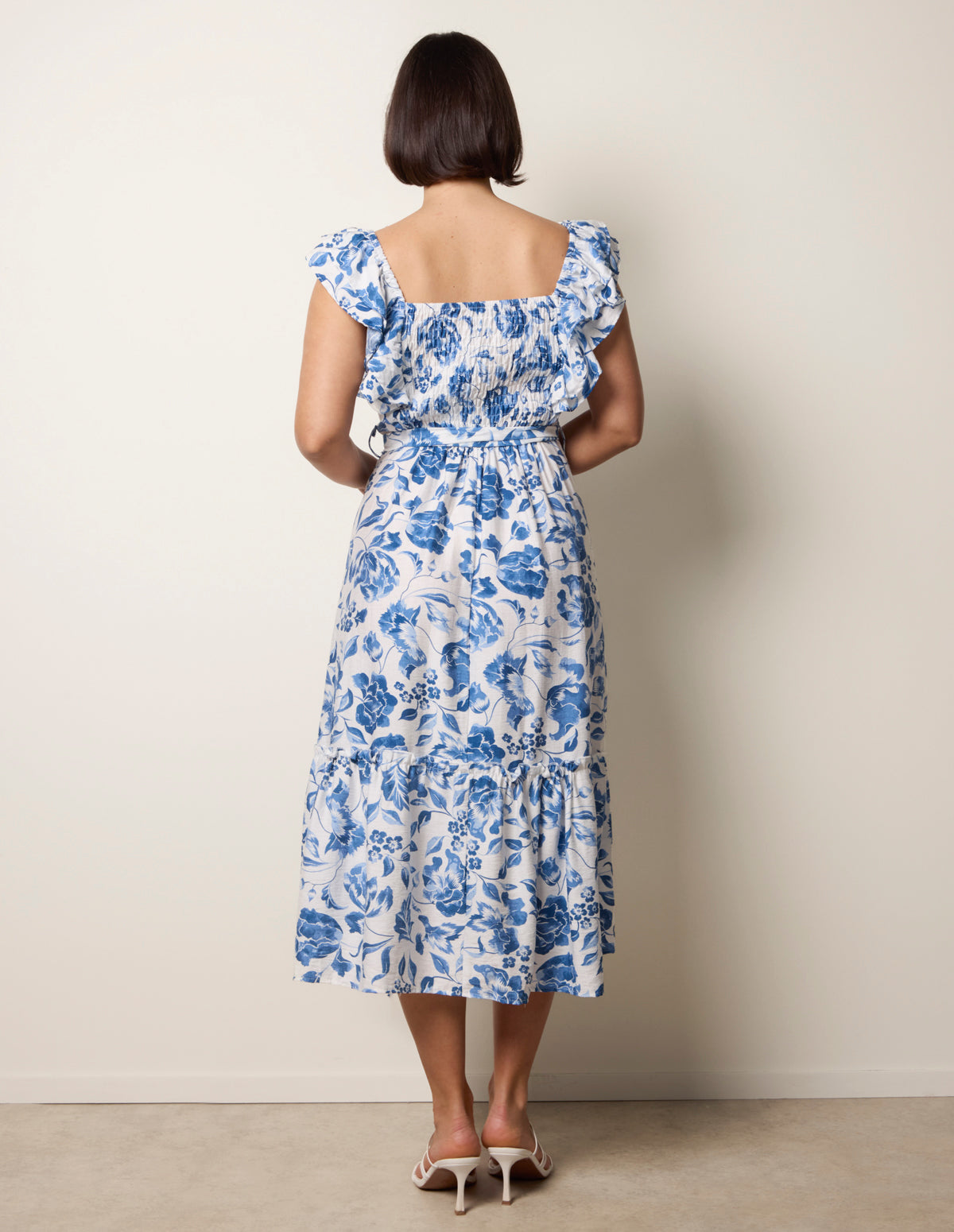 Frill Sleeveless Dress With Floral Print Frill Sleeveless Dress With Floral Print