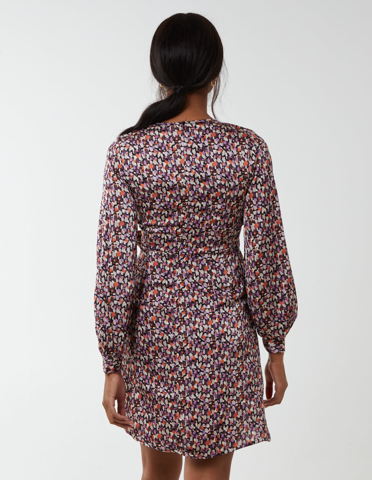 Black Pattern | Long Sleeve Wrap Hem Dress | Blue Vanilla