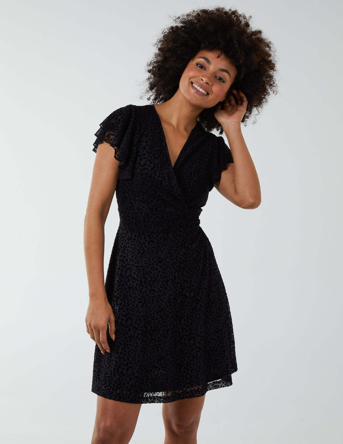 Leopard Velvet on Mesh Dress