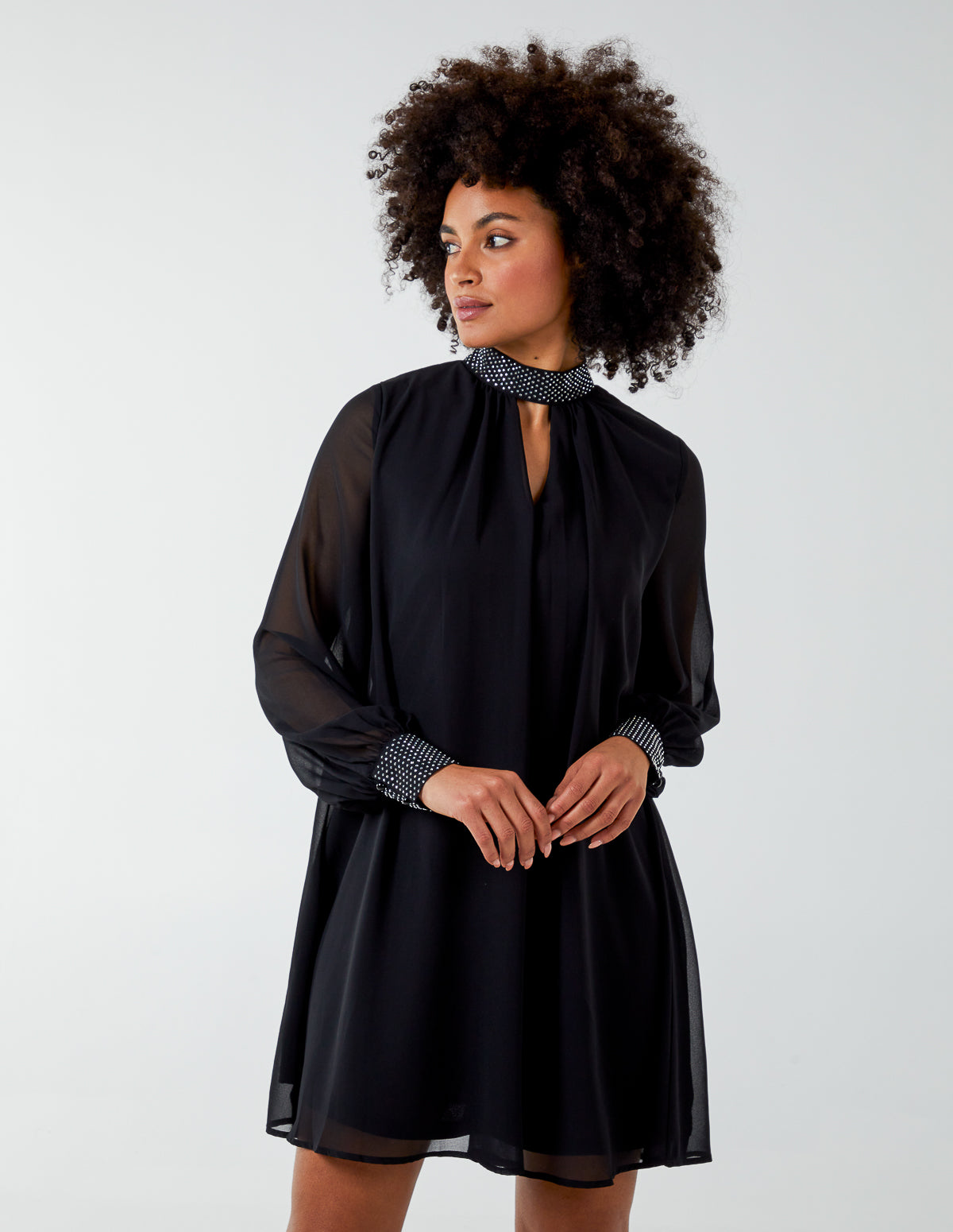 Black | Shift Diamante Collar Midi Dress | Blue Vanilla Black | Shift Diamante Collar Midi Dress | Blue Vanilla