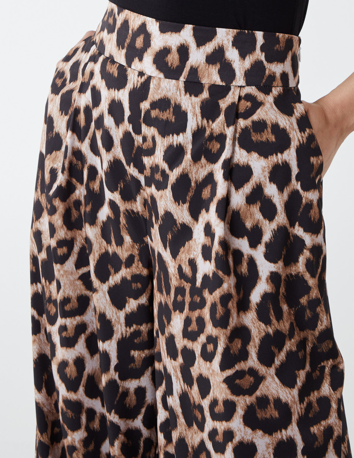 VILA Black Animal Print High Waist Wide Leg Trousers | New Look
