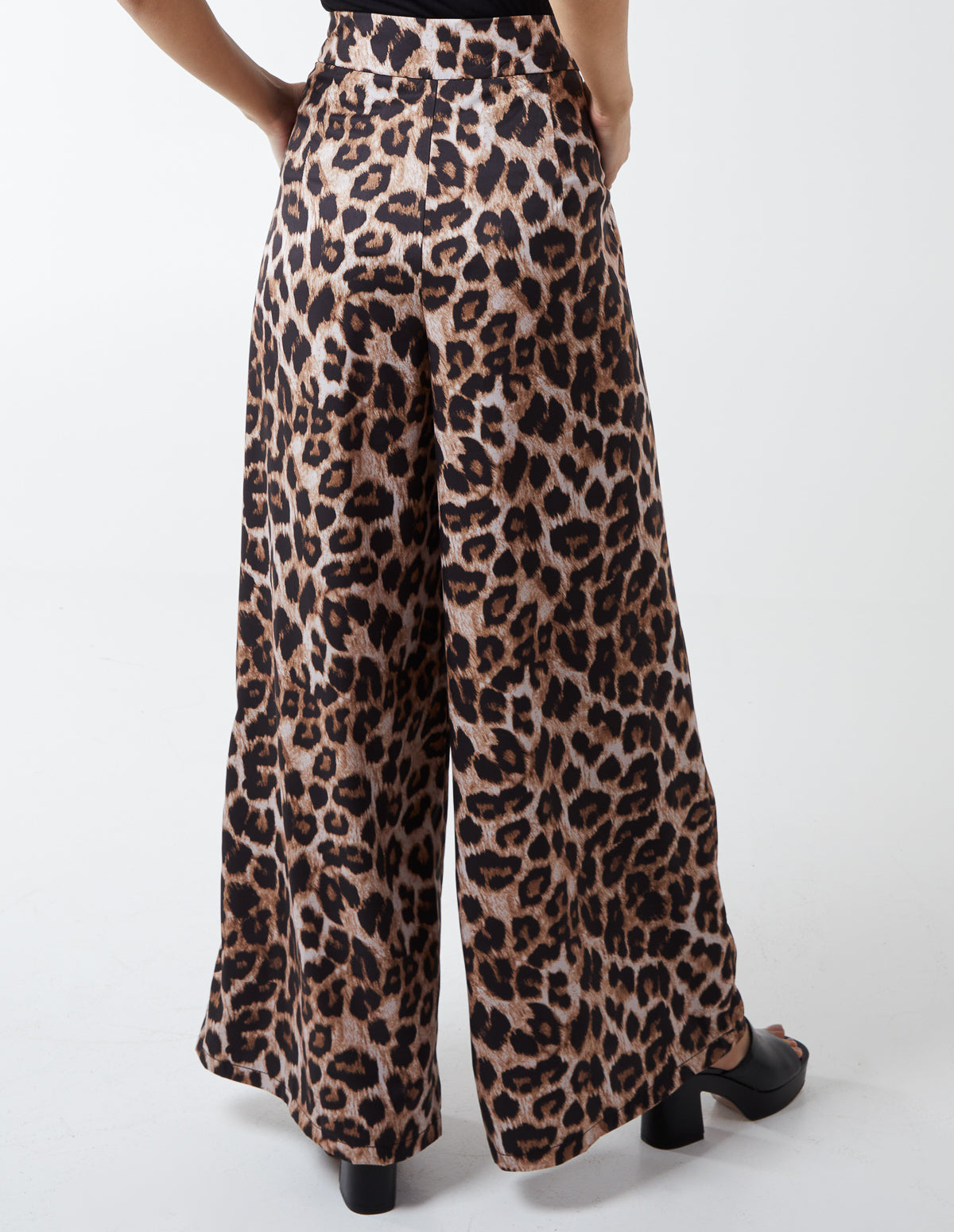 CurveWow Leopard Print Wide Leg Trousers  Curvewow