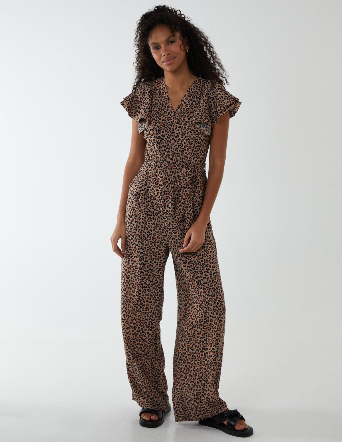 Jumpsuit With Ruffle Sleeve And Wrap Front - Main Image