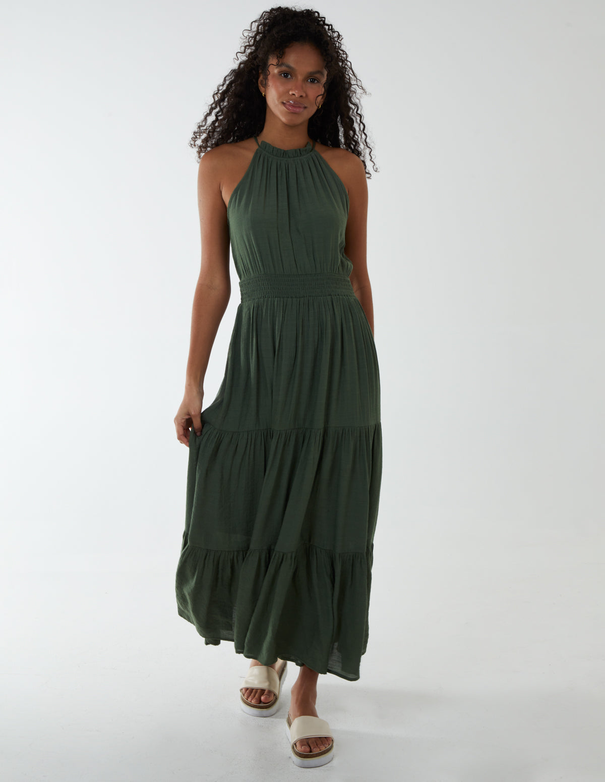 Halter neck summer maxi clearance dress