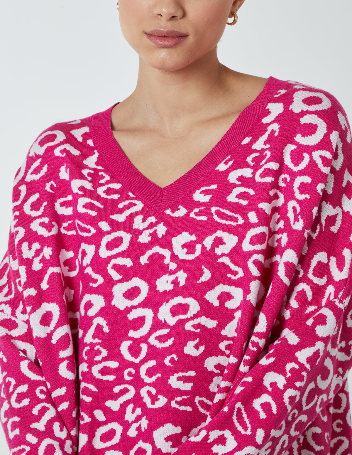 Leopard print shop v neck jumper