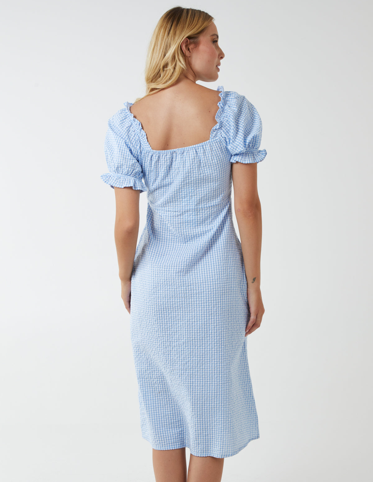 Gingham Milkmaid Cut Out Midi Dress Gingham Milkmaid Cut Out Midi Dress