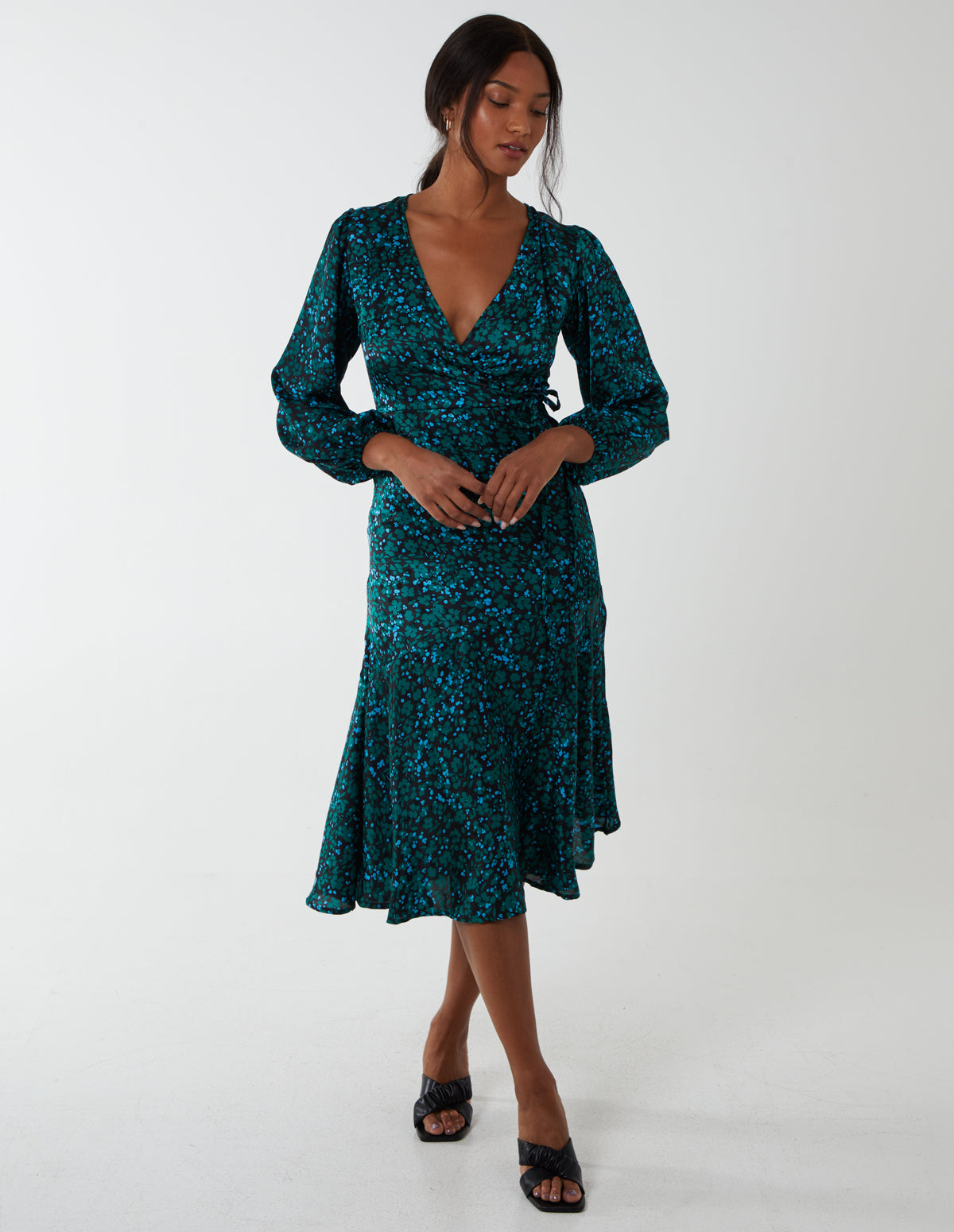 Green | Wrap Front Midi Dress | Blue Vanilla Green | Wrap Front Midi Dress | Blue Vanilla
