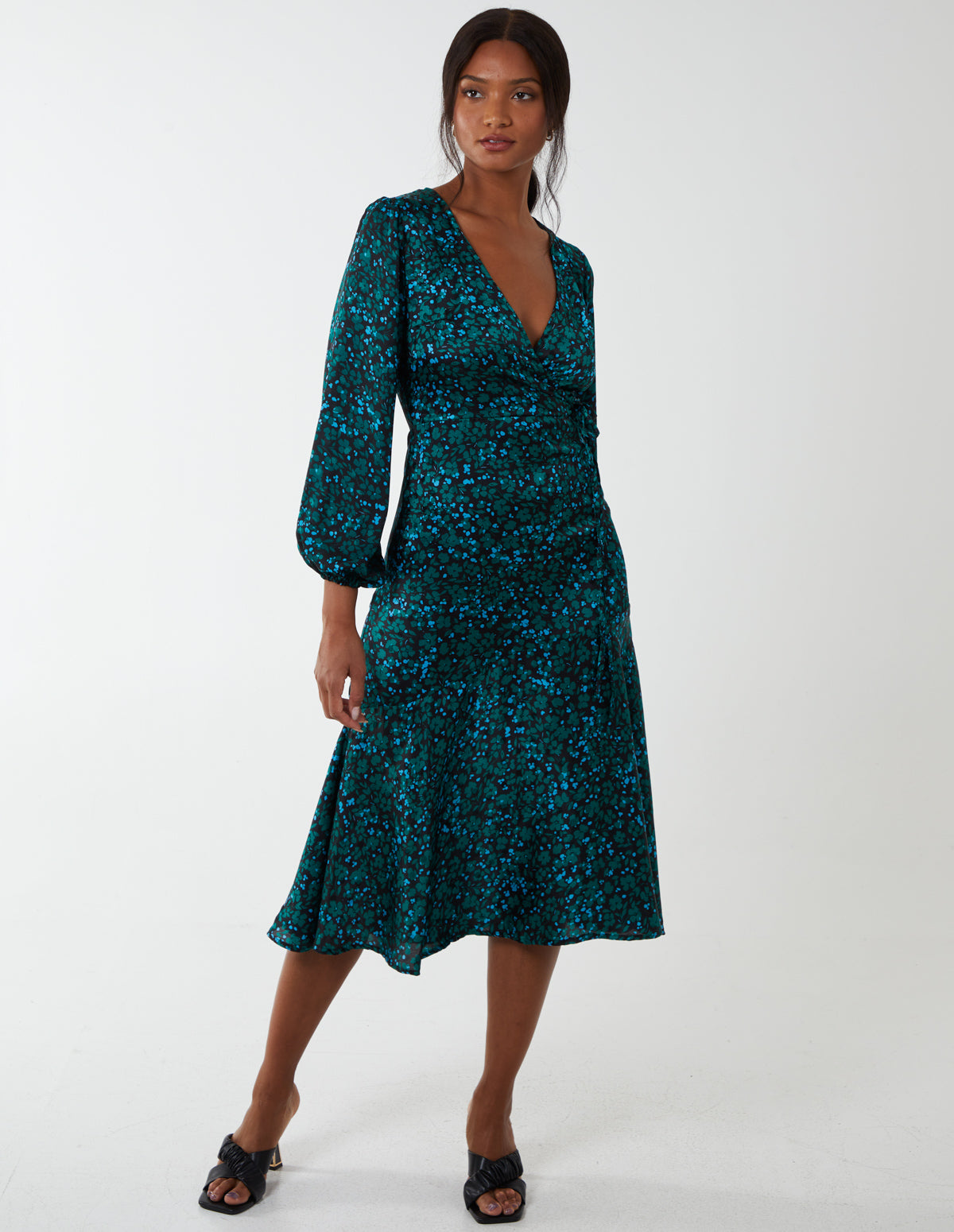 Green | Wrap Front Midi Dress | Blue Vanilla Green | Wrap Front Midi Dress | Blue Vanilla