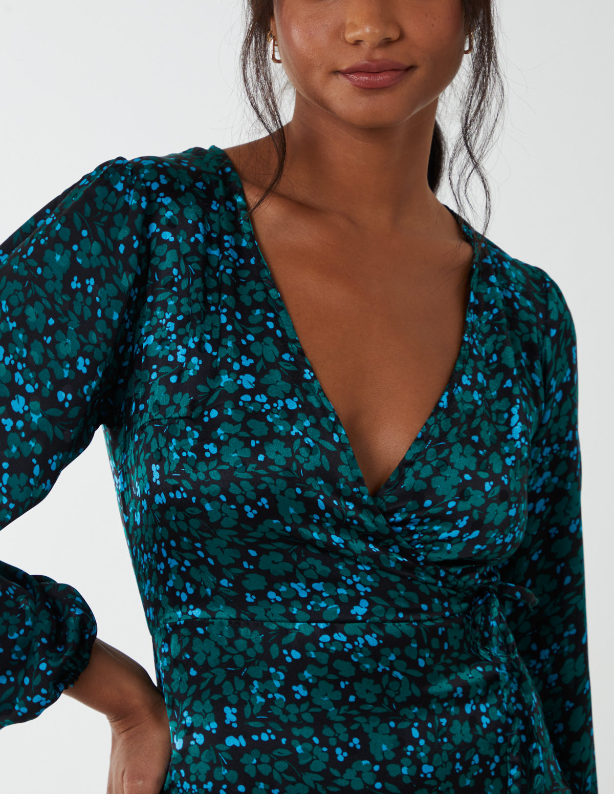 Green | Wrap Front Midi Dress | Blue Vanilla Green | Wrap Front Midi Dress | Blue Vanilla