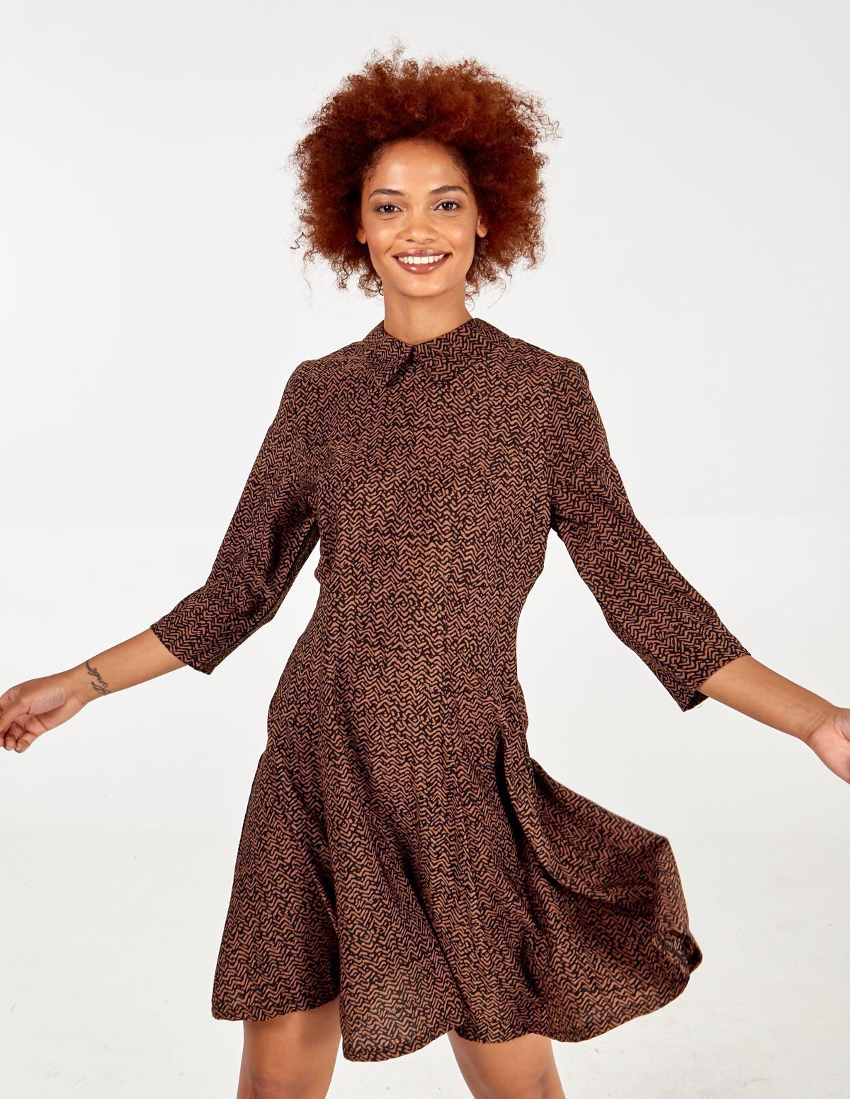 Collar Detail Fit & Flare Dress
