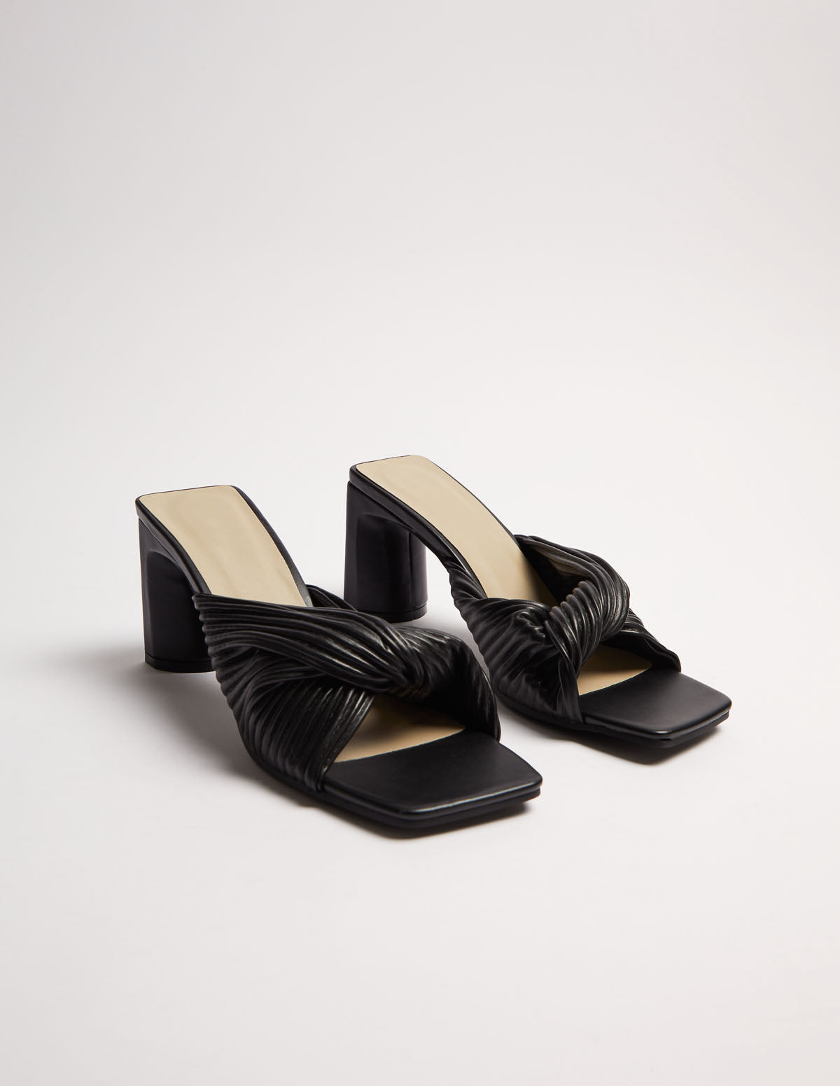 Twist Strap Mules With Square Toe